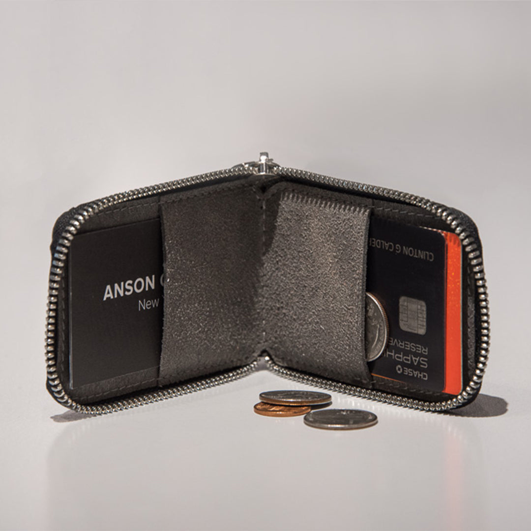 Anson Calder zip-around Wallet with zipper and pockets RFID french calfskin leather _all