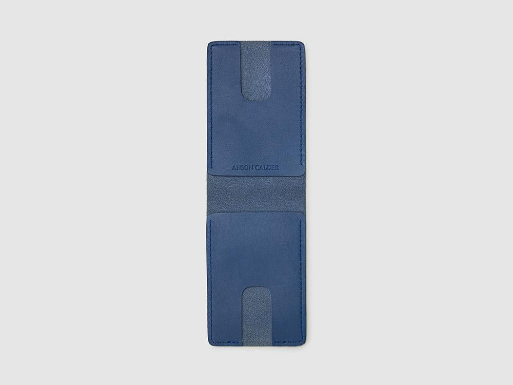 Anson Calder bifold or business card Wallet RFID french calfskin leather _cobalt