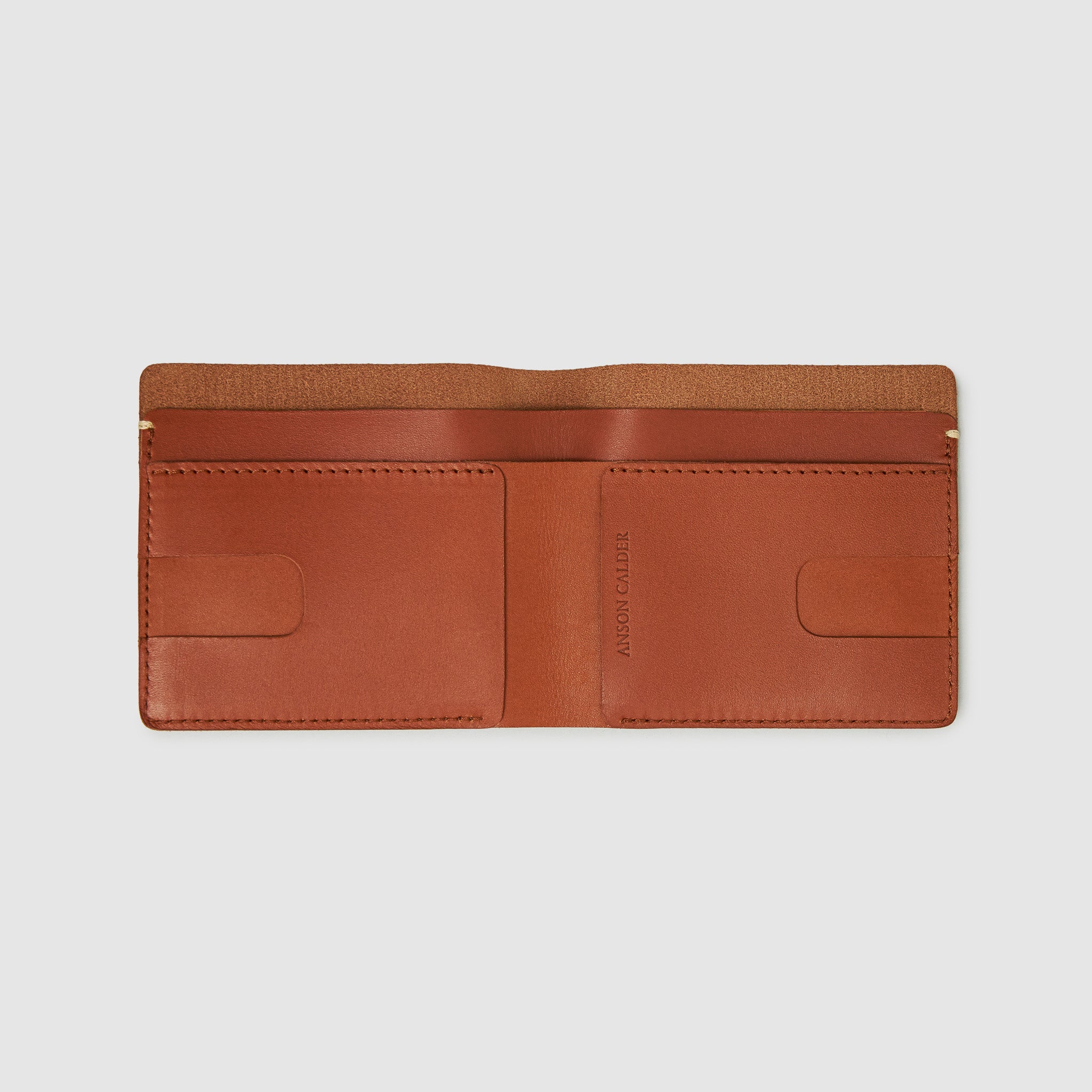 Anson Calder International Billfold Wallet RFID french calfskin leather _cognac