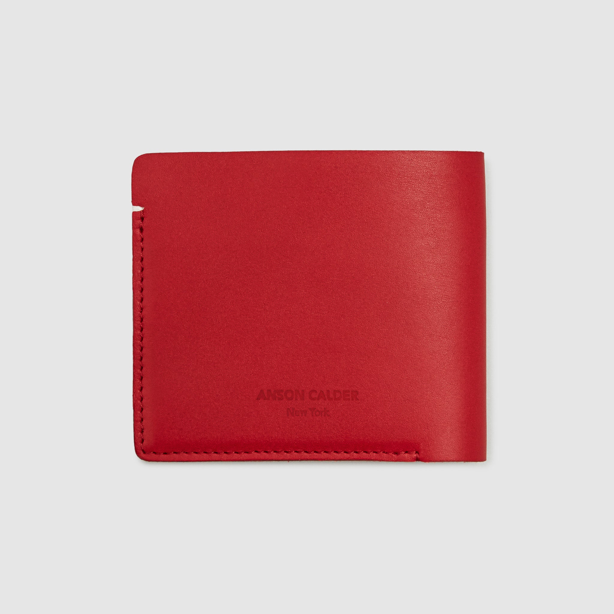 Anson Calder International Billfold Wallet RFID french calfskin leather _red