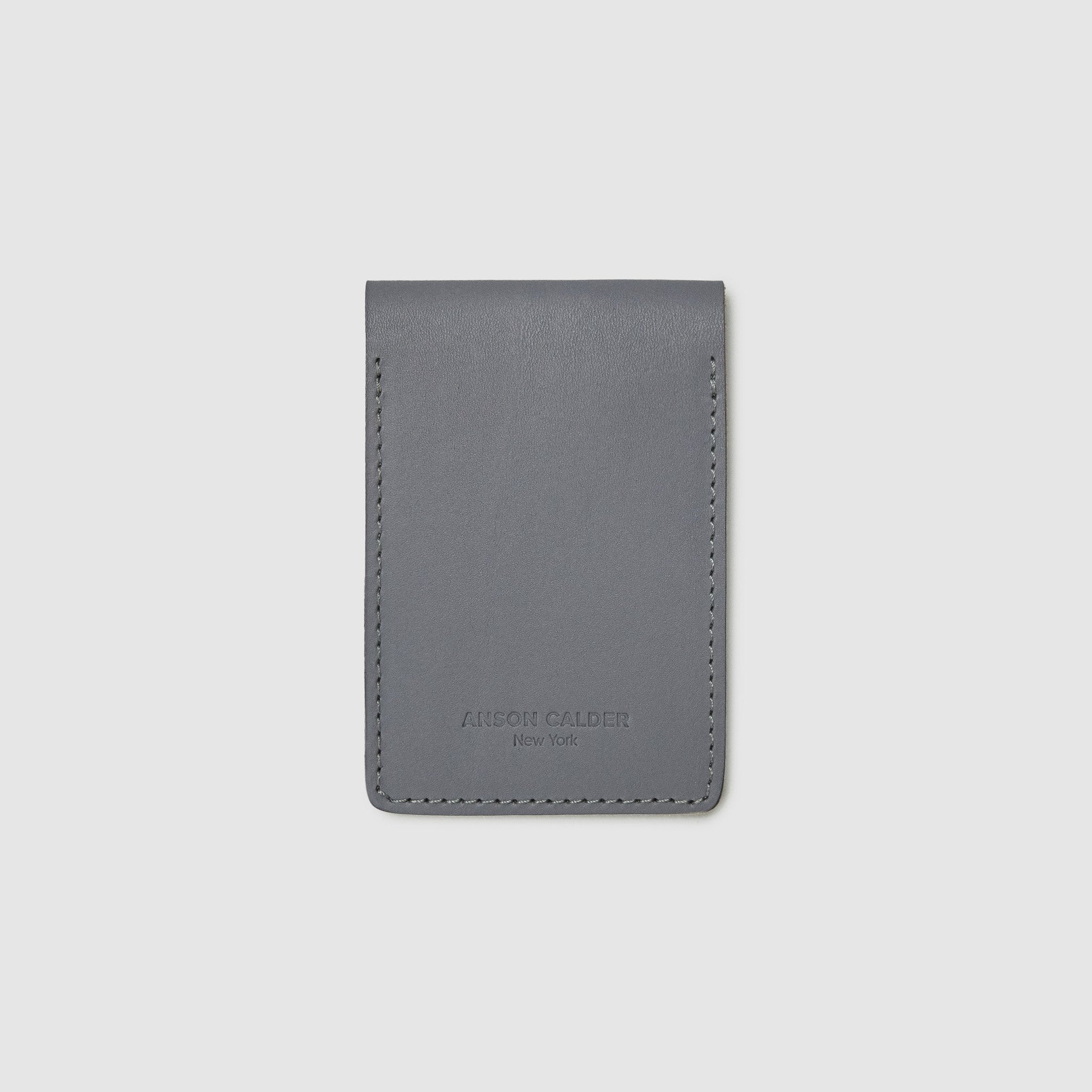 Anson Calder bifold or business card Wallet RFID french calfskin leather _steel-grey