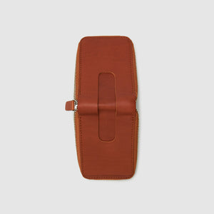 Anson Calder zip-around Wallet with zipper and pockets RFID french calfskin leather _cognac