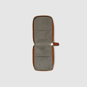 Anson Calder zip-around Wallet with zipper and pockets RFID french calfskin leather *hover _cognac