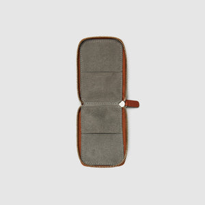 Anson Calder zip-around Wallet with zipper and pockets RFID french calfskin leather  *hover _cognac
