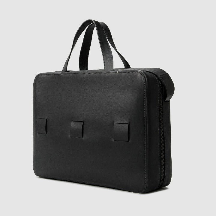 13" LAPTOP BRIEF french calfskin minimalist Bags leather ANSON CALDER _black