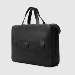 15" LAPTOP BRIEF french calfskin minimalist Bags leather ANSON CALDER _black