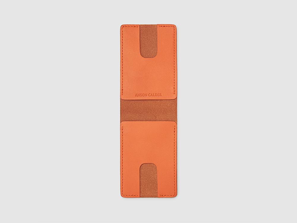 Anson Calder bifold or business card Wallet RFID french calfskin leather _fshd-orange