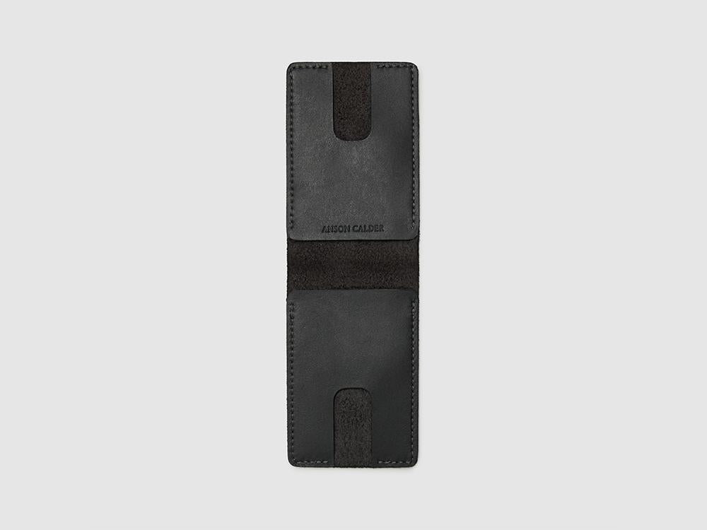 Anson Calder bifold or business card Wallet RFID french calfskin leather _black