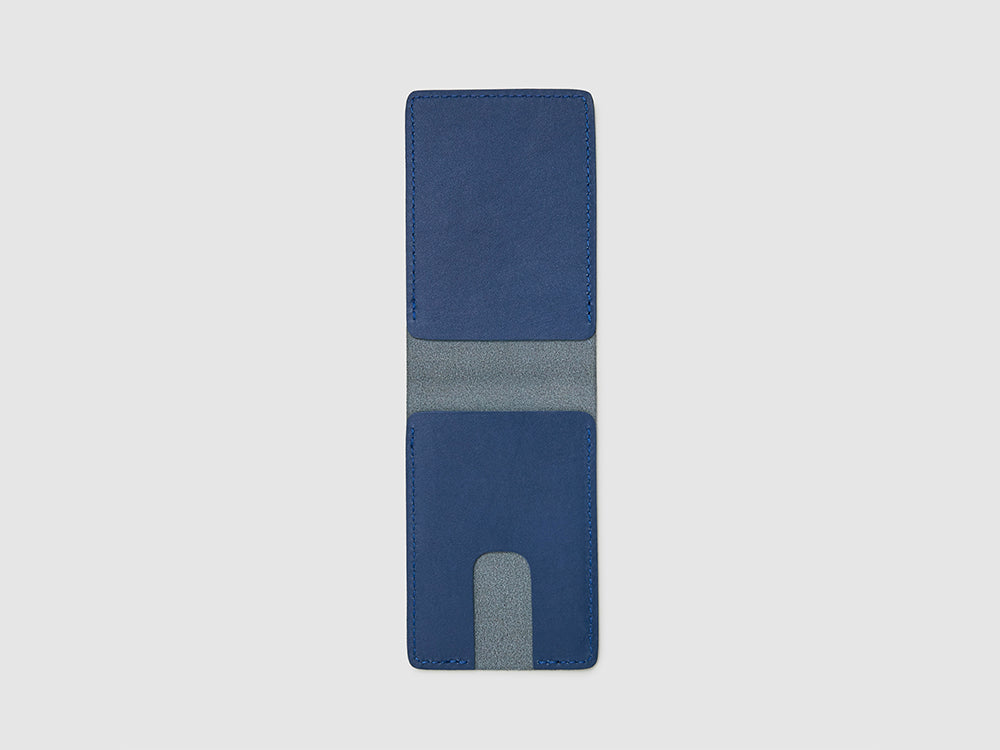 Anson Calder bifold Wallet with coin pocket RFID french calfskin leather _cobalt