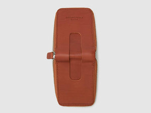 Anson Calder zip-around Wallet with zipper and pockets RFID french calfskin leather  _cognac