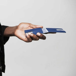 Anson Calder bifold or business card Wallet RFID french calfskin leather *hover _cobalt