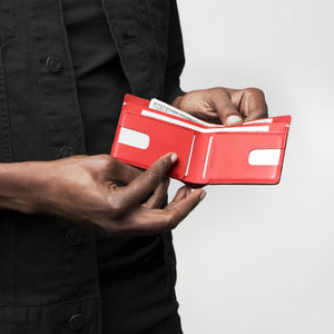 Anson Calder International Billfold Wallet RFID french calfskin leather *hover _red